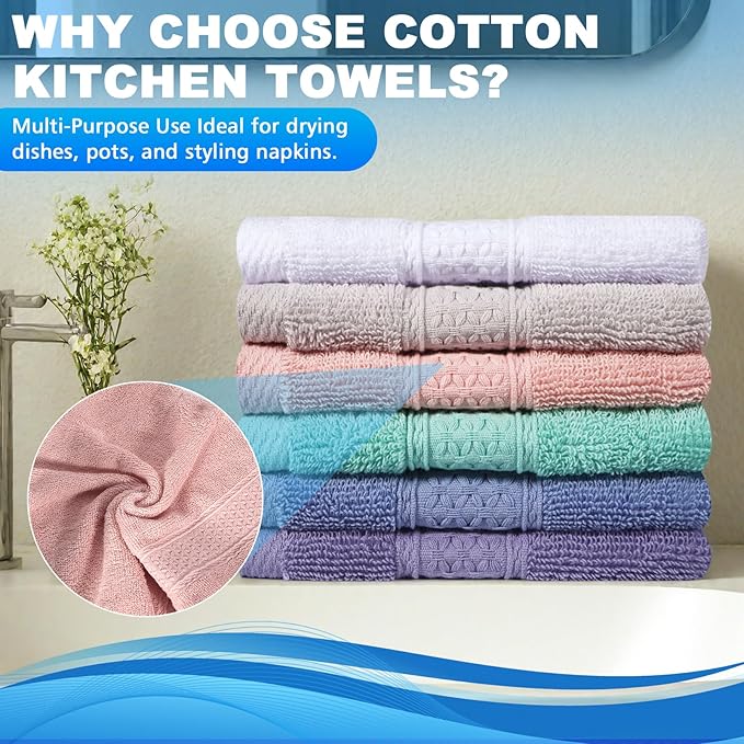 6 Pack 100% Cotton Wash Cloth, 13x13 Inch Highly Absorbent and Soft Feel - Image 3