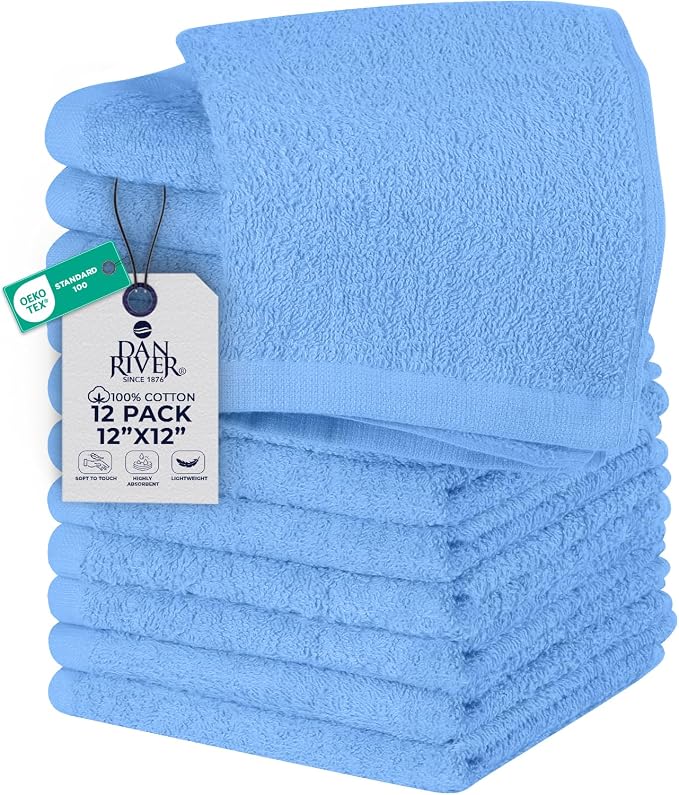 DAN RIVER 12 Pack Wash Cloths for Showering by DanRiver