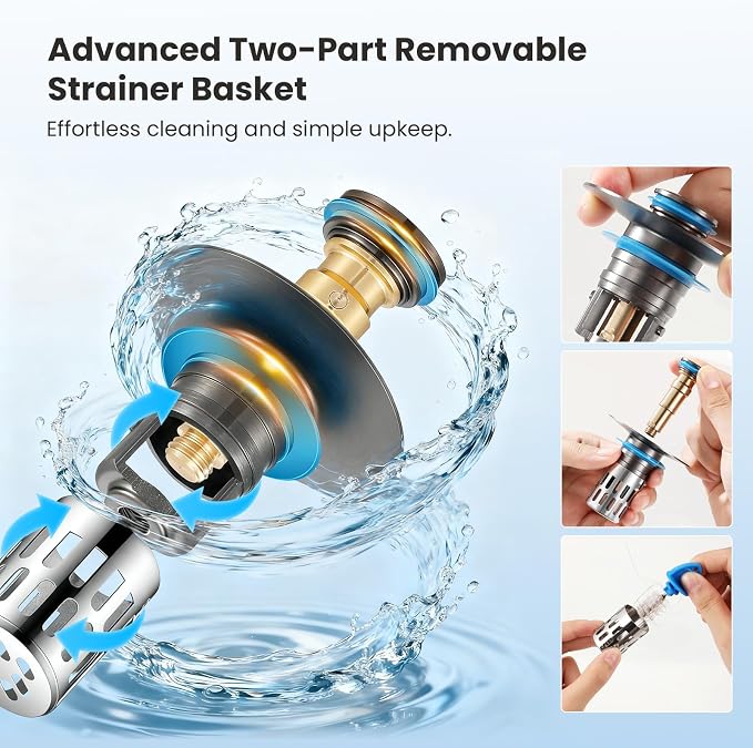 Universal Bathroom Sink Stopper, Pop Up Sink Drain Strainer Plug - Image 7