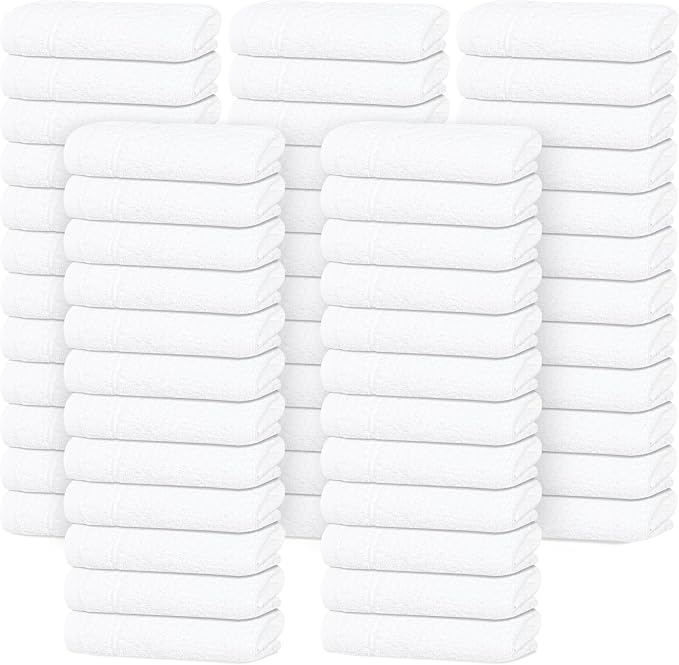 Tens Towels Pack of 60 Washcloths, 12 x 12 Inches, Lighter Weight, Quick to Dry by TensTowels