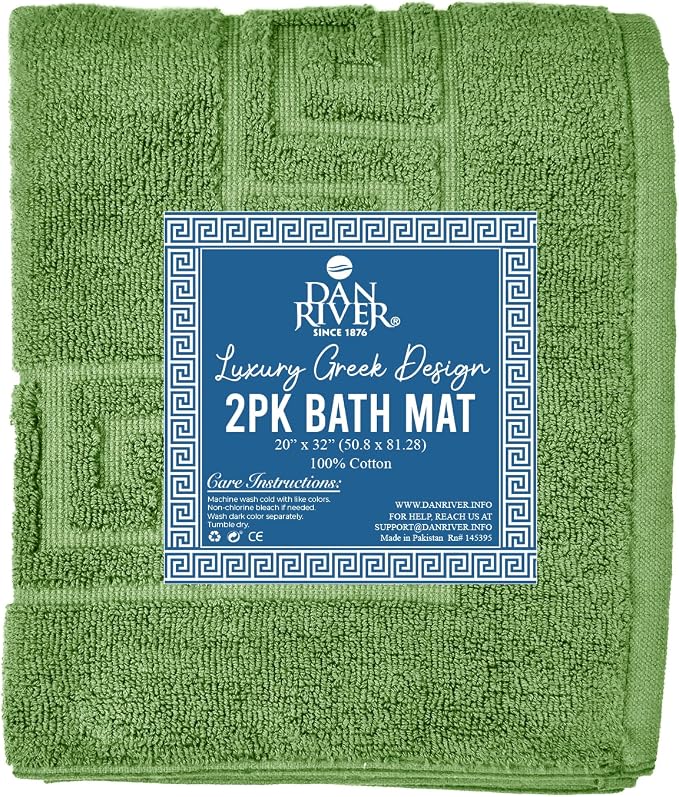 DAN RIVER Greek Cotton Bath Mats Set of 2 – Not a Bathroom Rug, Ultra Soft - Image 4