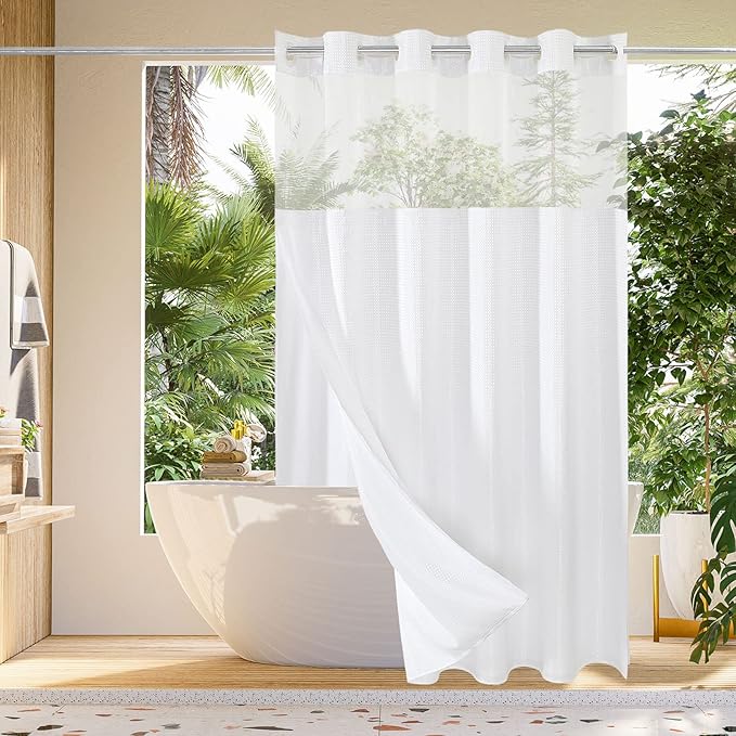 Gibelle No Hook Waffle Weave Shower Curtain by Gibelle