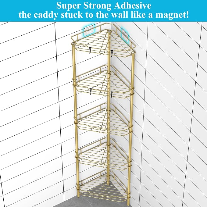 5 Tier Floor Standing Corner Shower Caddy Organizer Shelf - Image 2
