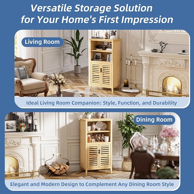 HITNET Bathroom Cabinet Freestanding, Bamboo Storage Cabinet 5-Tier Floor - Image 8