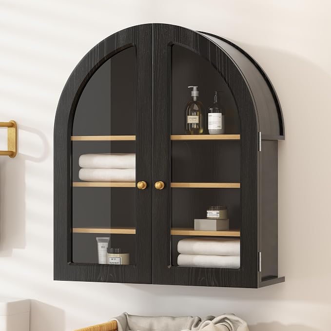 Large Arched Bathroom Wall Cabinet Modern Wooden Display Cabinet - Image 4