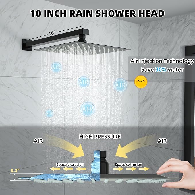 10 Inch Shower Faucet Set, Rainfall Shower System - Image 4