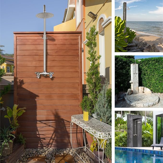 Aolemi Outdoor Shower Kit Outdoor Shower Fixtures Faucet System Double Handle - Image 4