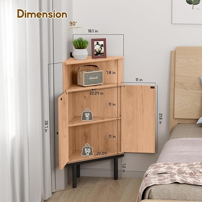 XIAO WEI 39 Inch Boho Corner Cabinet - Image 2