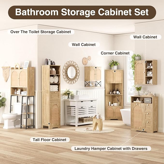 67" H Natural Bathroom Storage Cabinet - Image 5