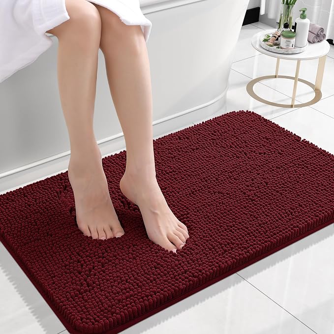 OLANLY Bathroom Rugs 24x16, Extra Soft Absorbent Chenille Bath Rugs, Rubber by OLANLY