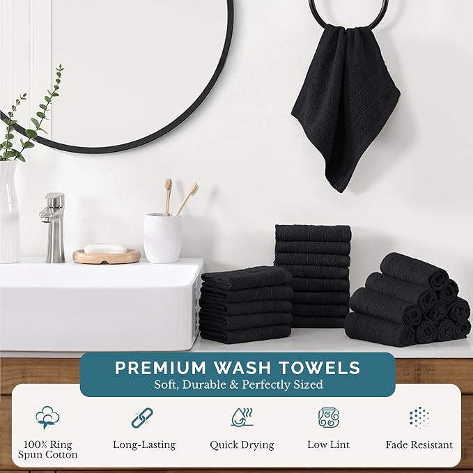 Casa Platino 100% Cotton Washcloths 24 Pack - Image 2