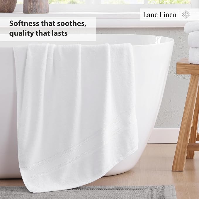 LANE LINEN Towel Set of 6 – 100% Mercerized Cotton, Zero Twist, 2 Large Bath - Image 4