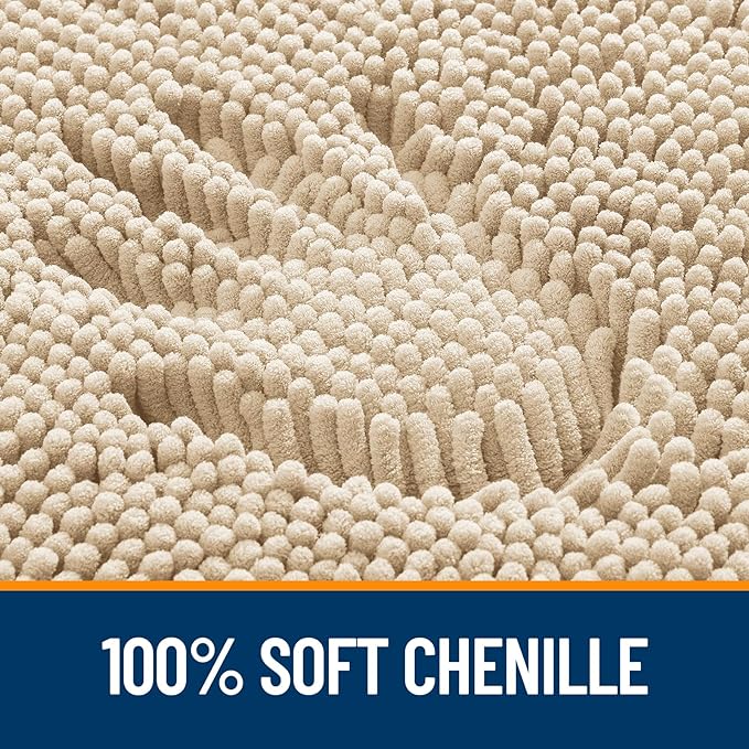 OLANLY Bathroom Rugs 44x24, Extra Soft Absorbent Chenille Bath Rugs, Rubber - Image 3