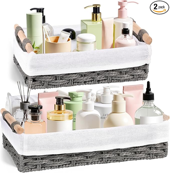 HomeHacks 2 Pack Storage Basket Paper Rope Baskets by HomeHacks