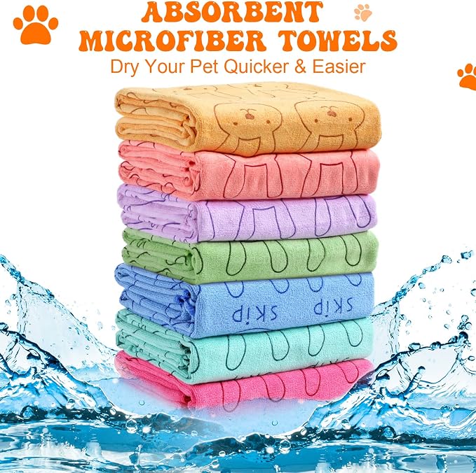 Peryiter 8 Pcs Dog Drying Towels Bulk 55'' x 28'' Pet Grooming Absorbent - Image 2