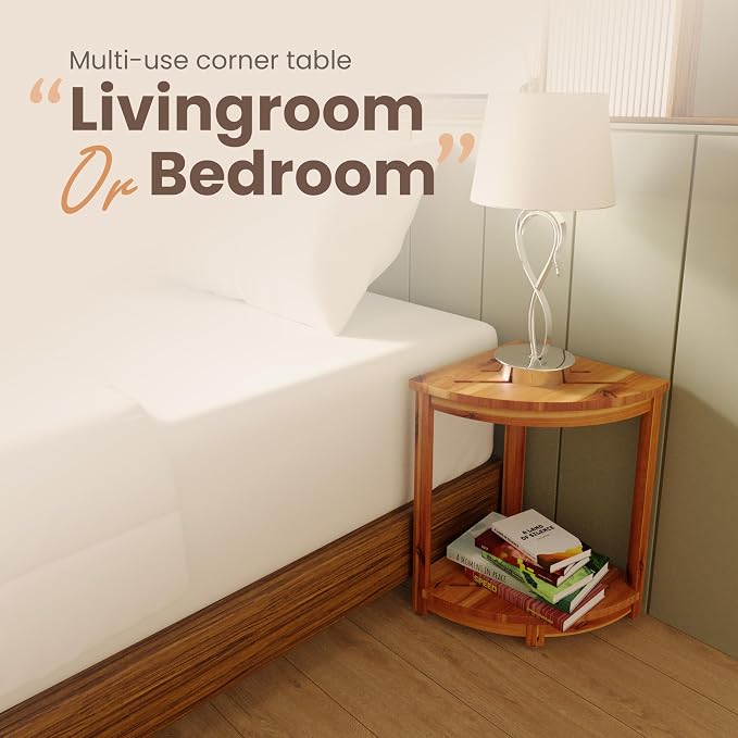 HOLANA 18" Wood Corner Shower Bench & Corner Shower Stool - Image 5