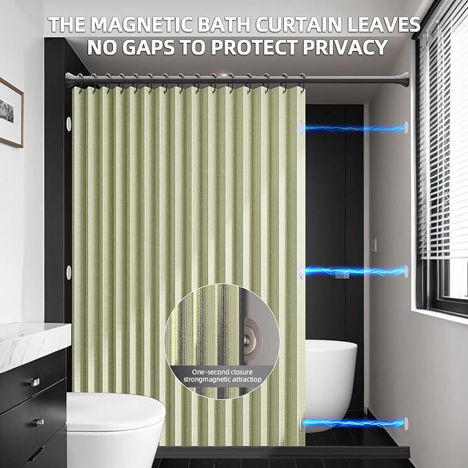 Bathroom Magnetic Folding Shower Curtain, Accordion-Style Shower Curtain - Image 2