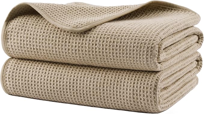 POLYTE 380 GSM Microfiber Oversize Quick Dry Lint Free Waffle Bath Towel by Polyte