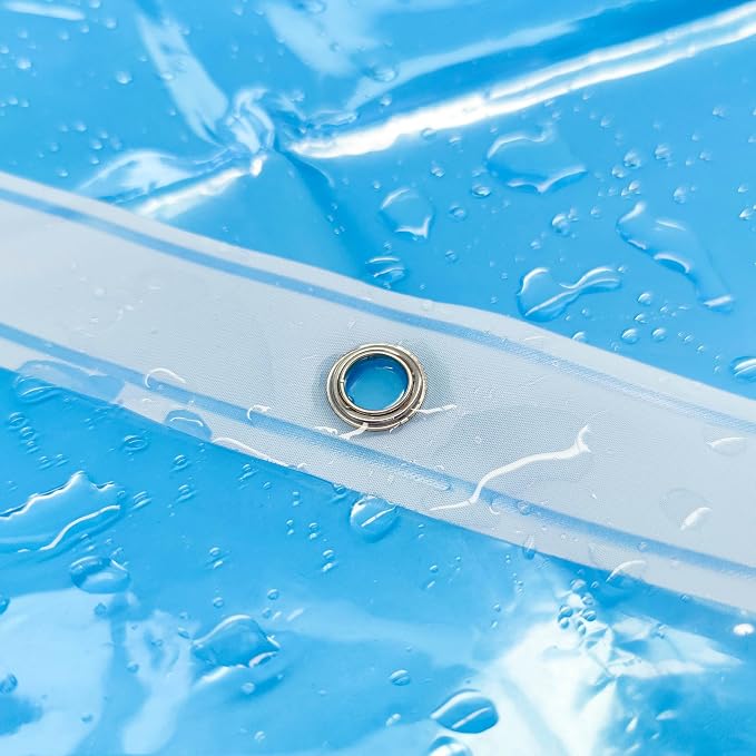 Barossa Design Extra Long Clear Blue Shower Curtain Liner - Image 6