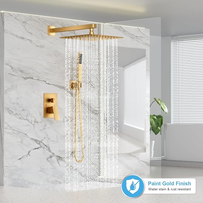 Gold Shower Faucet Set, Rainfall Shower System - Image 2