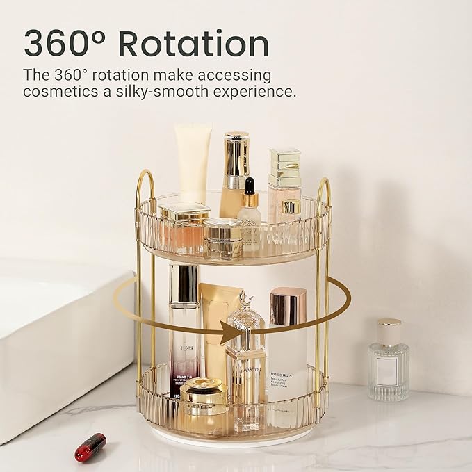 Rotating Makeup Organizer for Vanity 2 Tier - Image 2