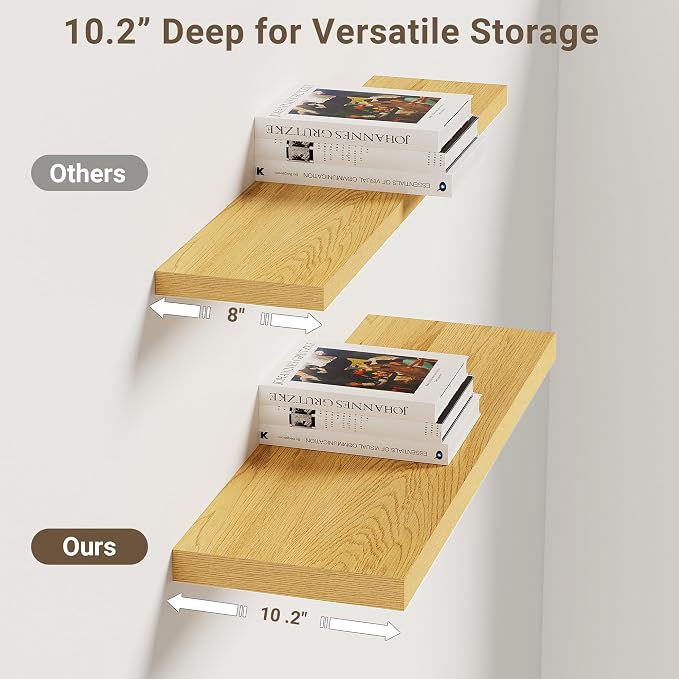 Vivelove 10" Deep Floating Shelves Over Toilet, Modern Rustic Shelves - Image 5