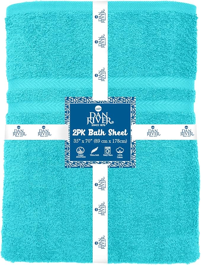 DAN RIVER 2 Pack Luxury Bath Sheets 35x70, 600 GSM, Soft & Quick Dry 100% Ring - Image 2