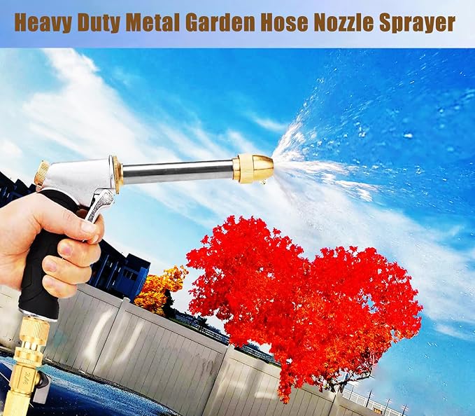 Upgrade Garden Hose Nozzle, 100% Heavy Duty Metal Spray Gun - Image 3