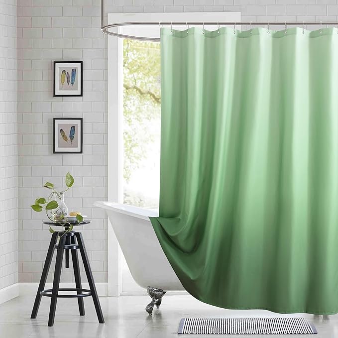 Fabric Shower Curtain, Sage Green Ombre Shower Curtains by BESTRIPES