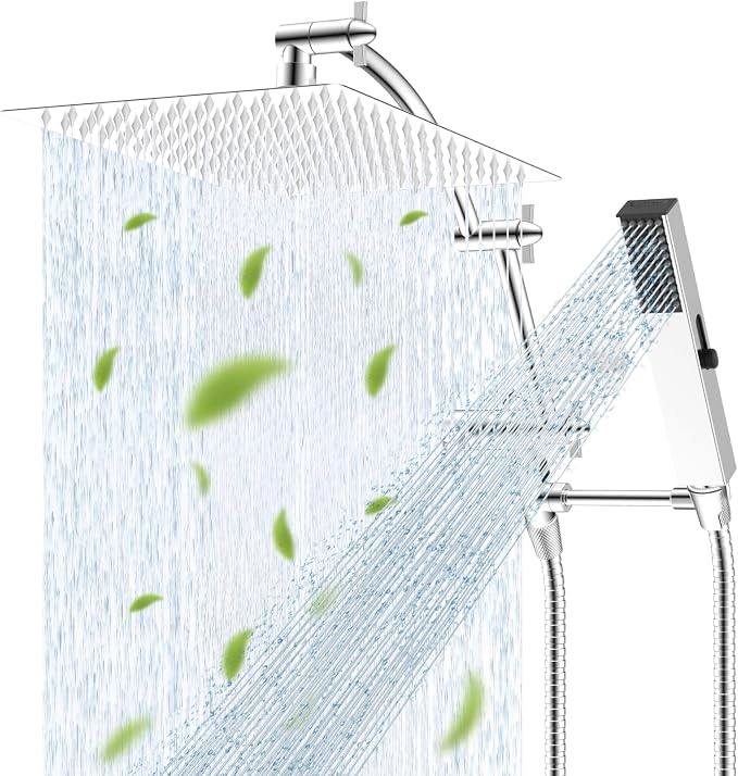Hibbent All Metal CUPC Certified 12'' Rainfall Shower Head, Dual Shower Head by Hibbent