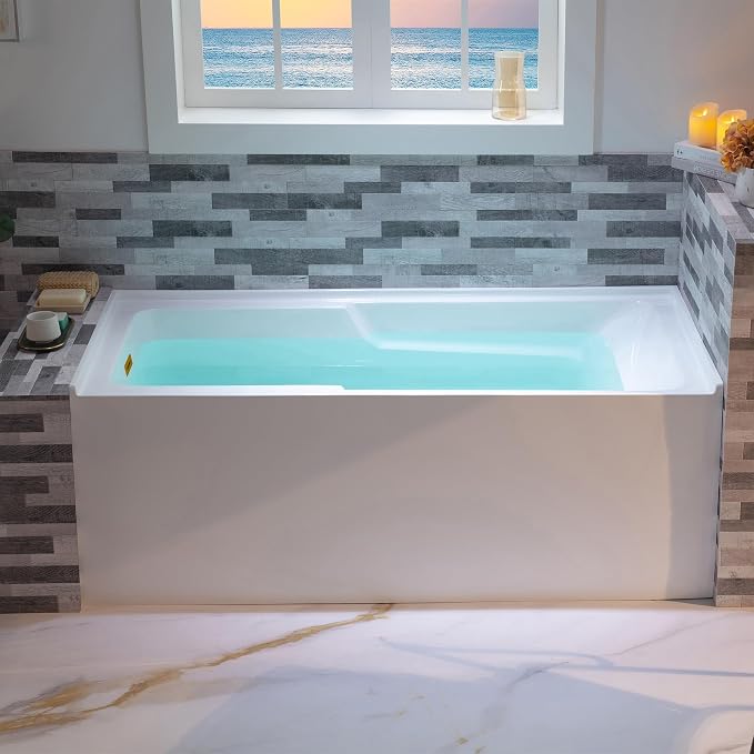 WOODBRIDGE 54" Acrylic Rectangular Alcove Soaking Bathtub in White - Image 10