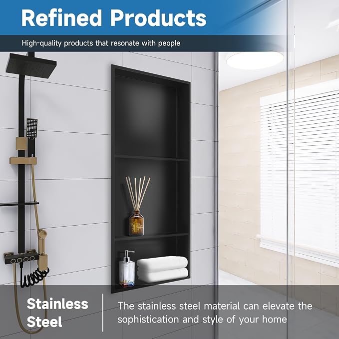 30" X 12" Stainless Steel Shower Niche Insert Tile Ready, Niche - Image 6