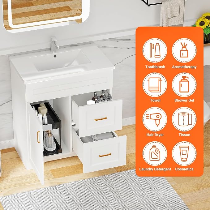 30-Inch Premium Wooden Bathroom Vanity - Image 3