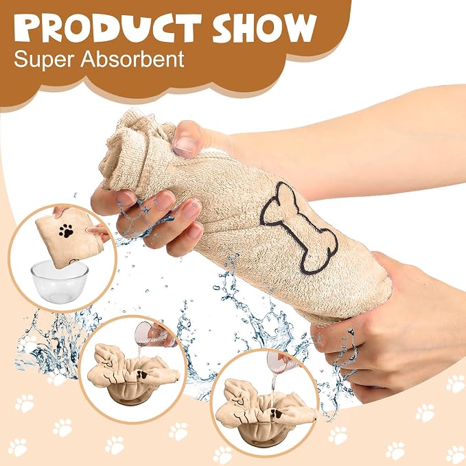 Chumia 4 Pcs Dog Towels for Drying Dog Puppy Bulk Microfiber Absorbent Paw - Image 3