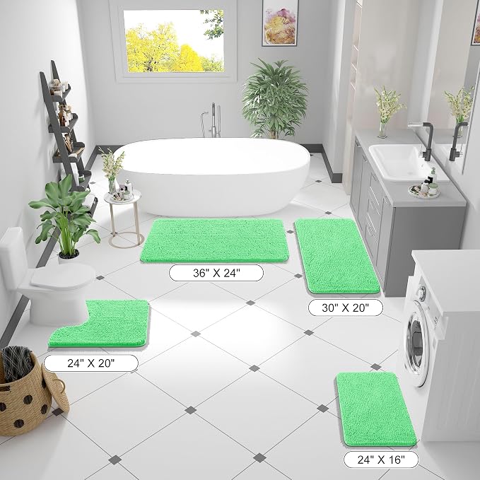 OLANLY Bathroom Rugs 30x20, Extra Soft Absorbent Chenille Bath Rugs, Rubber - Image 2