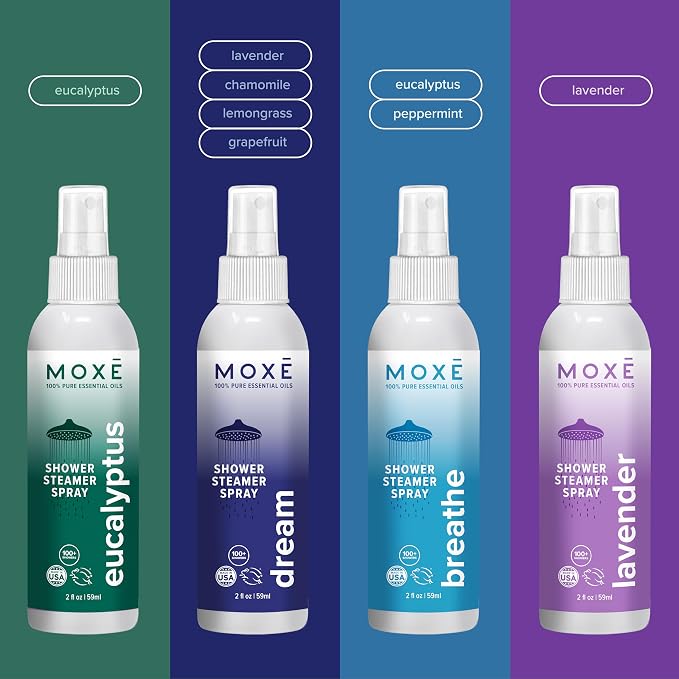 MOXE Aromatherapy Shower Mist Variety Pack, Eucalyptus, Breathe and Dream - Image 6