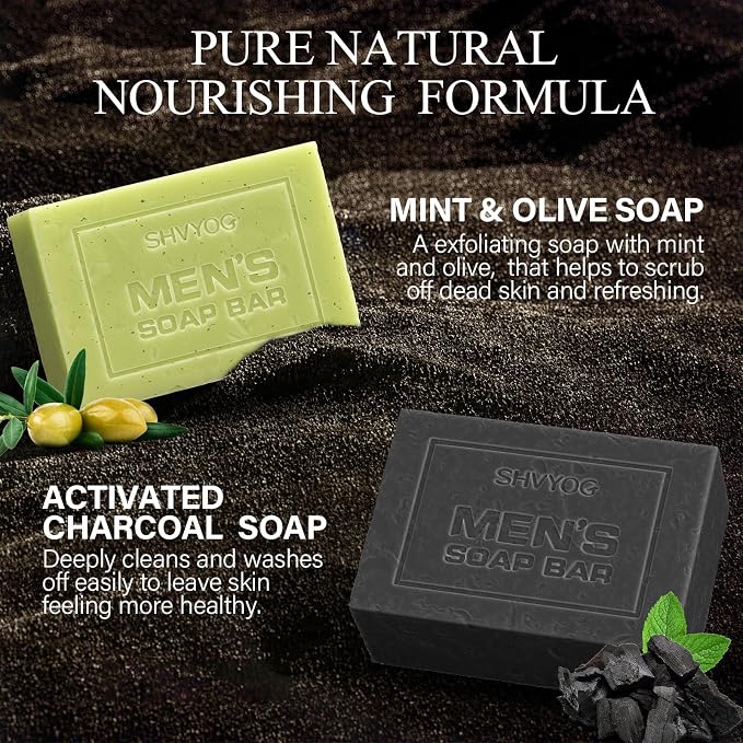SHVYOG Mens Soap, 4 Pack Mens Bar Soap, Gift - Image 3