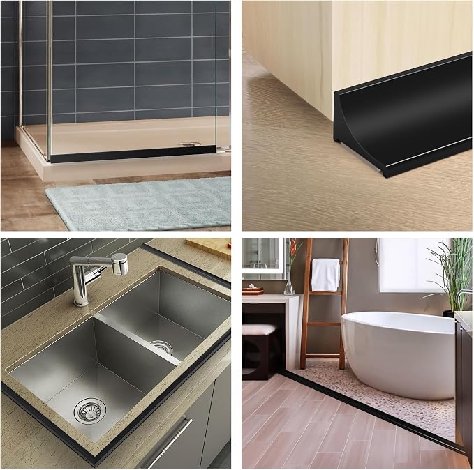 39Inch Shower Threshold Water Dam, Self-Adhesive Silicone Shower Barrier Water - Image 4