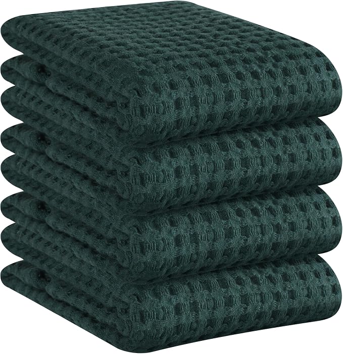 Native Fab 100% Cotton Premium Waffle Kitchen Towels, 4 Pack, Super Absorbent by NativeFab