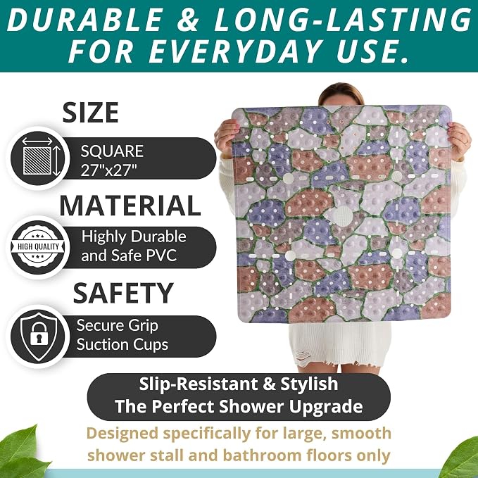 ENKOSI Square Shower Mat 27x27 inch - Image 3