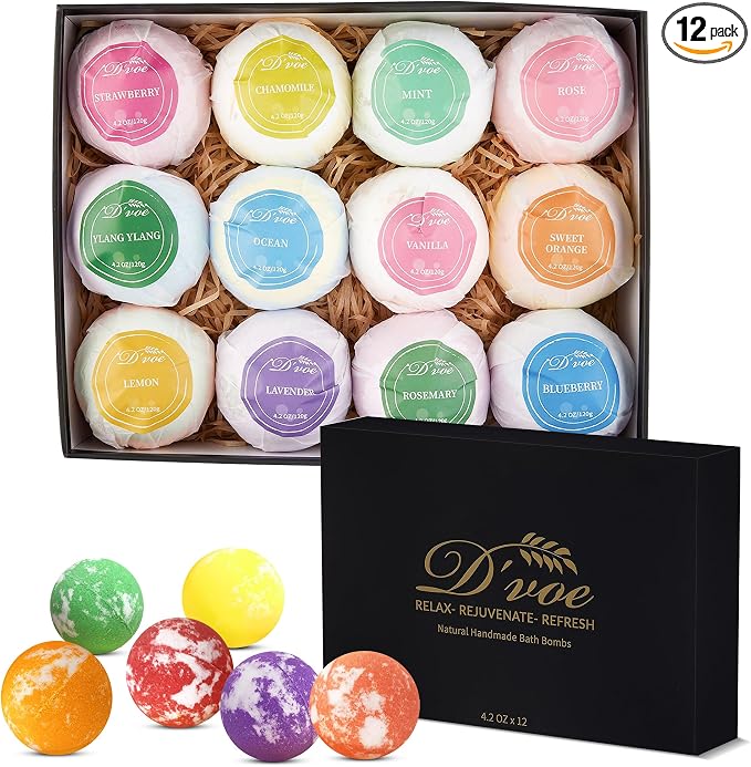 Bath Bombs Gift Set, XXL 4.2oz 12Pcs. All Natural Handmade Bathbombs by Unknown