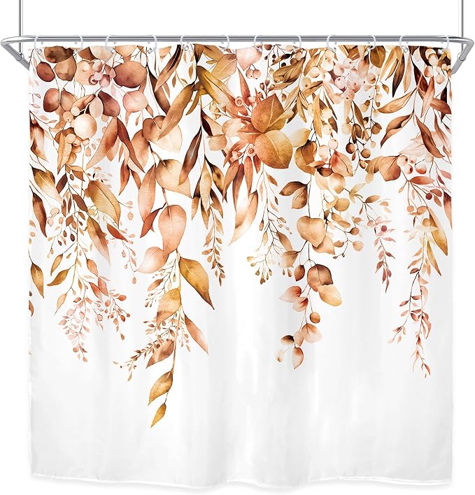 Riyidecor Burnt Orange Fall Autumn Shower Curtain - Image 8