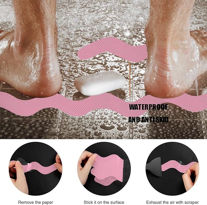 Anti Slip Shower Stickers, Adhesive Decals Safety Strips Scraper - Image 4