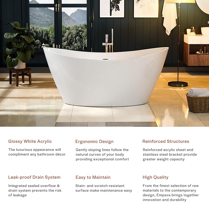Empava EMPV-FT1518 67" Acrylic Freestanding Bathtub - Image 7