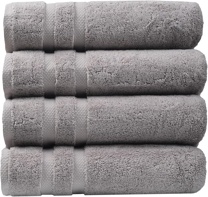 SOFE H&L | Olea Luxury Cotton Turkish Bath Towels Set of 4 Cool Gray | Premium by SOFEHomeLiving