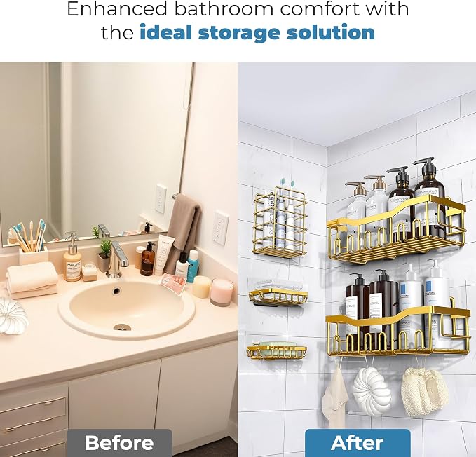 Fab Glass and Mirror 5-Pack Shower Caddy, Bathroom Caddy - Image 5
