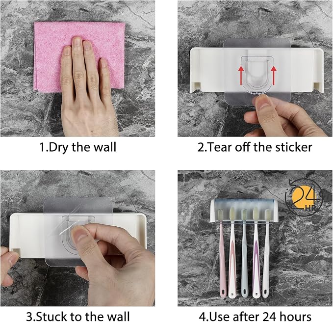 5 Slots Wall Mount Toothbrush Holder - Image 6