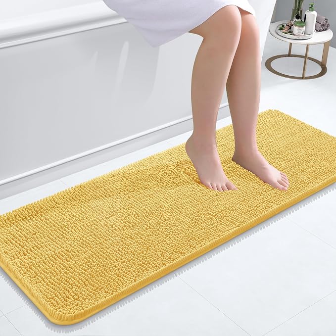 OLANLY Bathroom Rugs 47x17, Extra Soft Absorbent Chenille Bath Rugs, Rubber by OLANLY