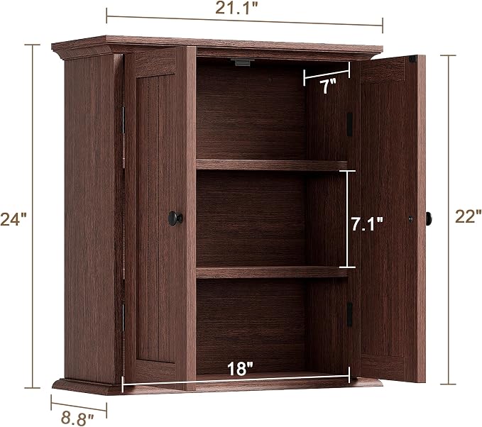 ChooChoo Bathroom Wall Cabinet, Over The Toilet Space Saver Storage Cabinet - Image 3