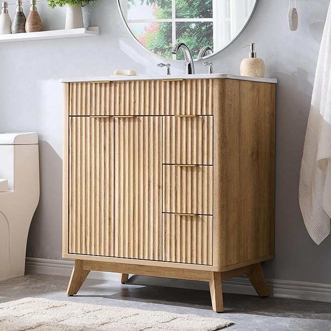 T4TREAM 30" Fluted Bathroom Vanity by T4TREAMFurniture